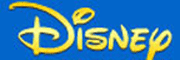 Disney logo: the word "Disney" in swirly yellow text on a sky blue field